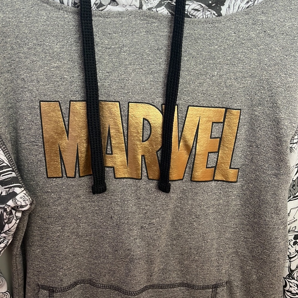 MARVEL Comic Gray Hoodie Sweatshirt Unisex - Picture 3 of 7